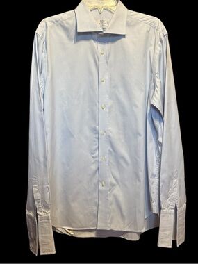 Boggi Milano Classic Long Sleeve Light Blue Dress Shirt Size 43/17